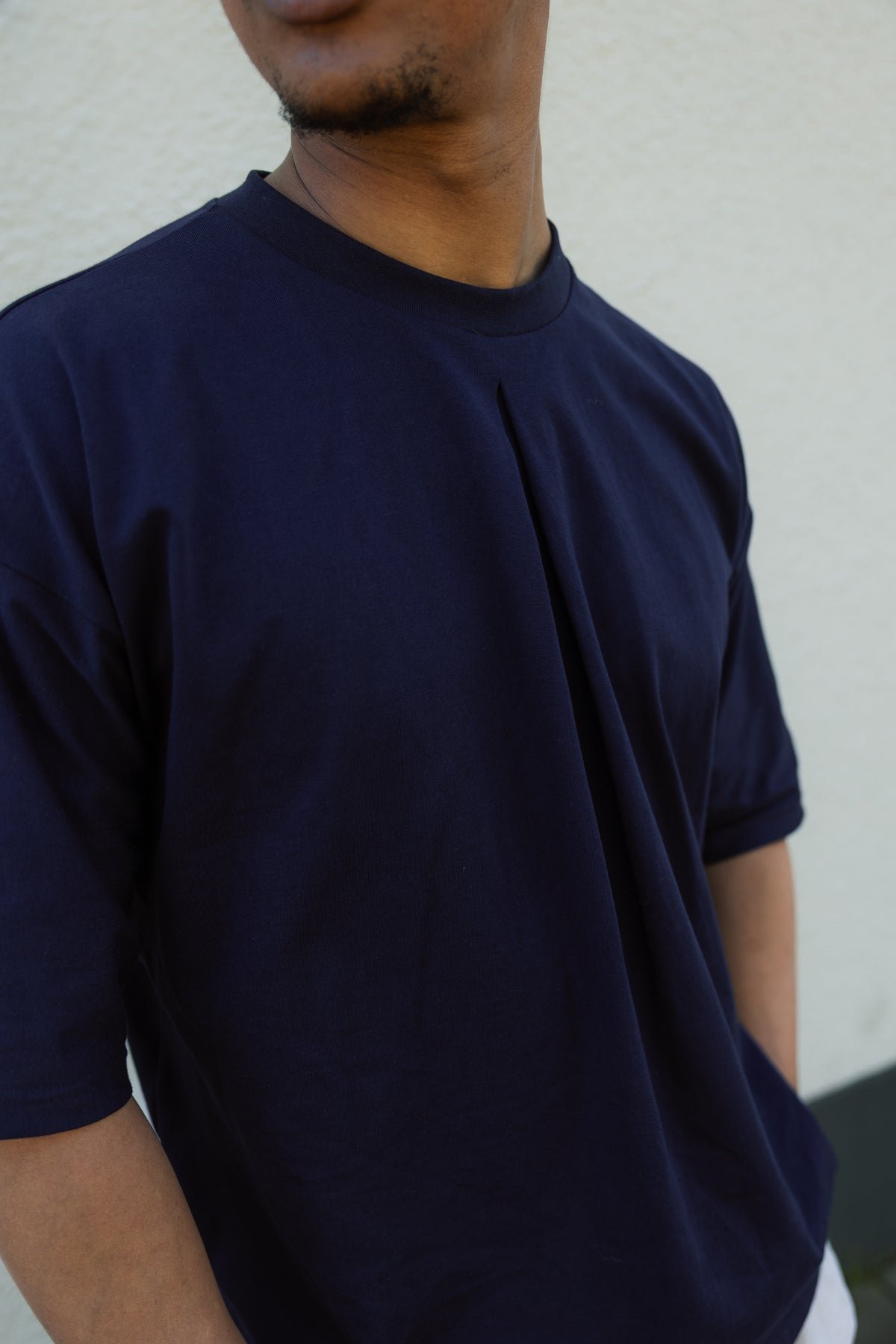 Pleated T-Shirt – Navy-5