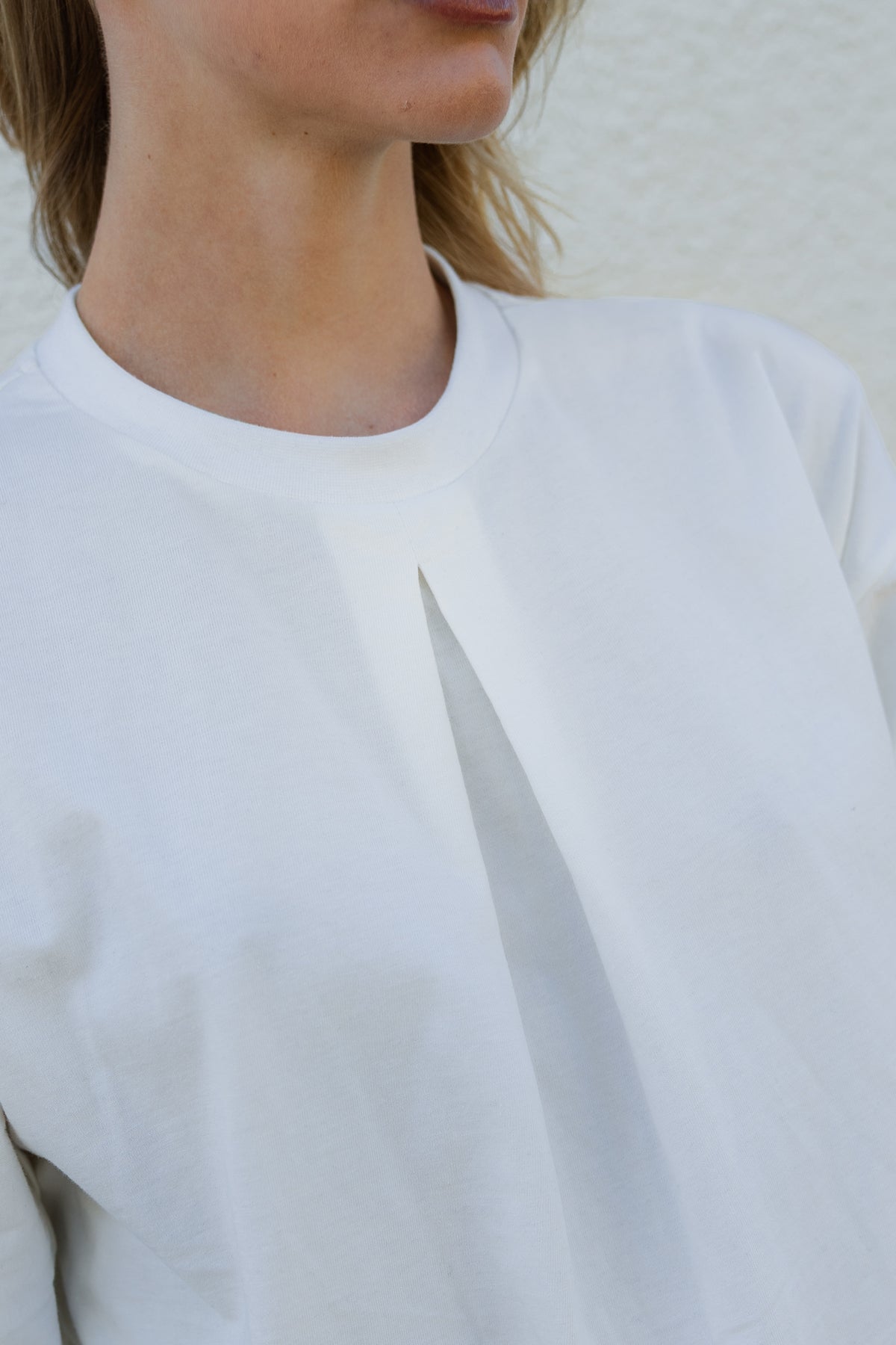 Pleated T-Shirt Off White-5