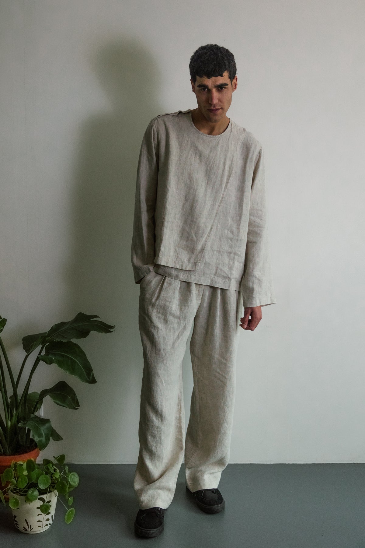 Asymmetrical Shirt Linen-5