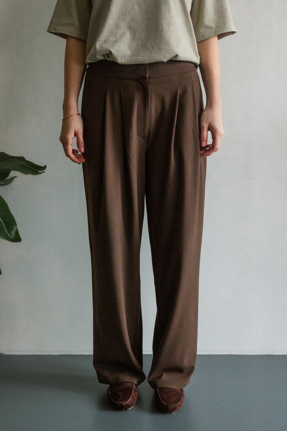 Pleated Trousers Brown