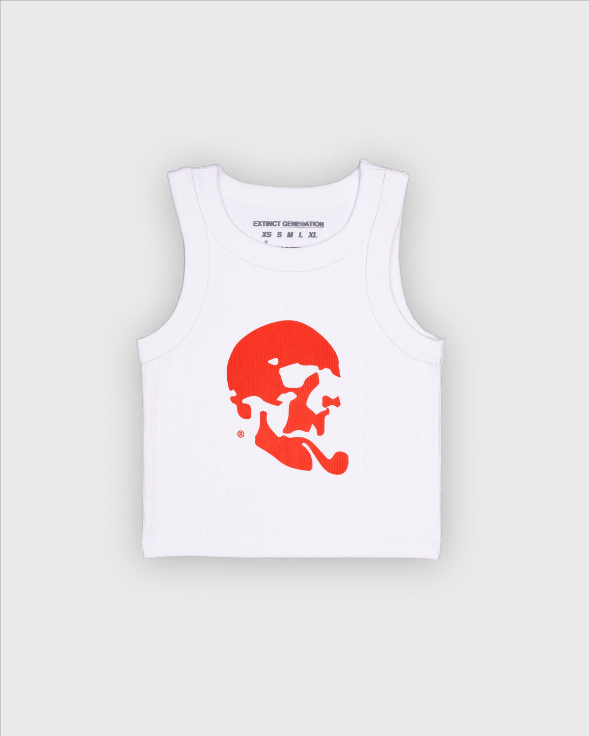 Skelly Basic, A Woman's White Tank (Red Logo)
