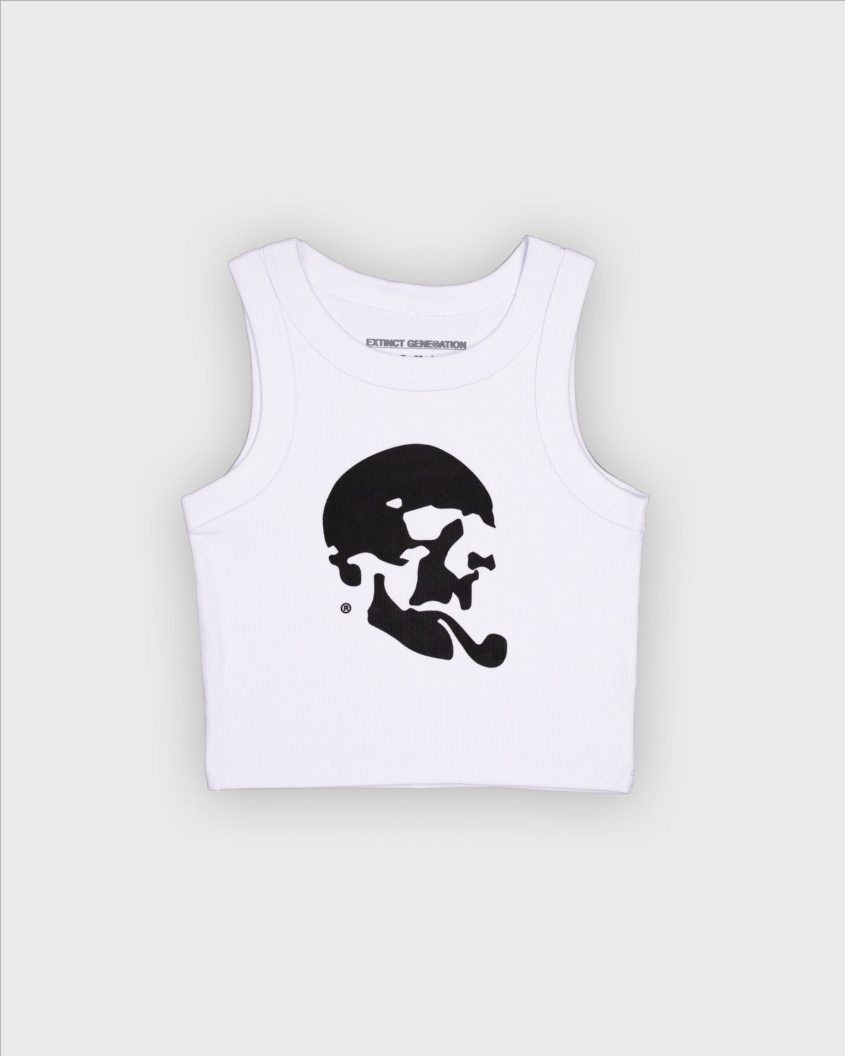 Skelly Basic, A Woman's White Tank (Black Logo)