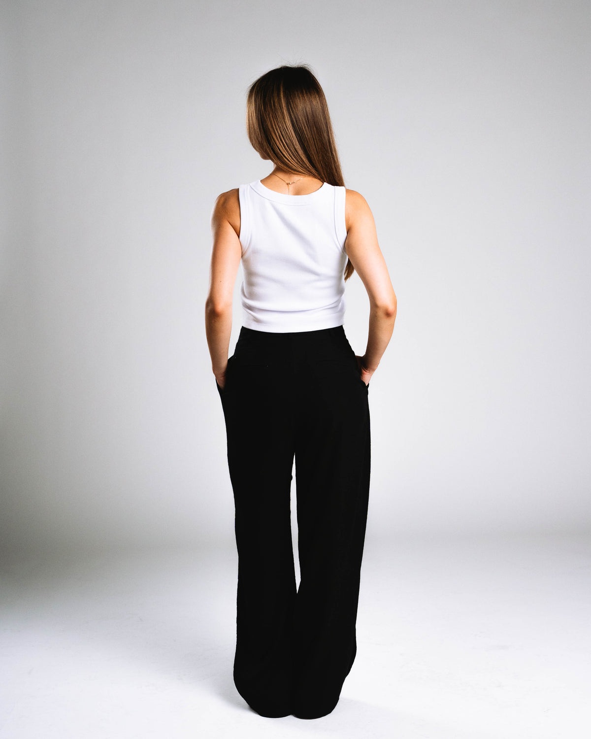 Skelly Basic, A Woman's White Tank (Red Logo)-8