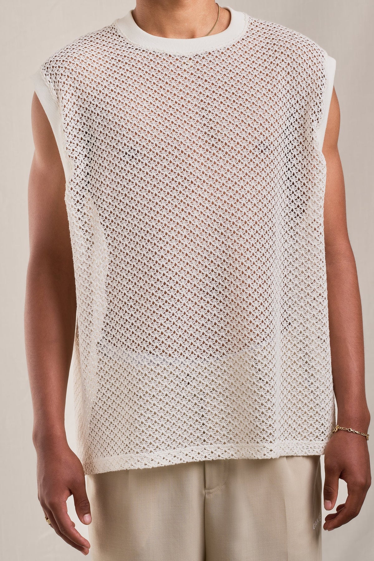 Crochet Tank Top – Ivory White-3