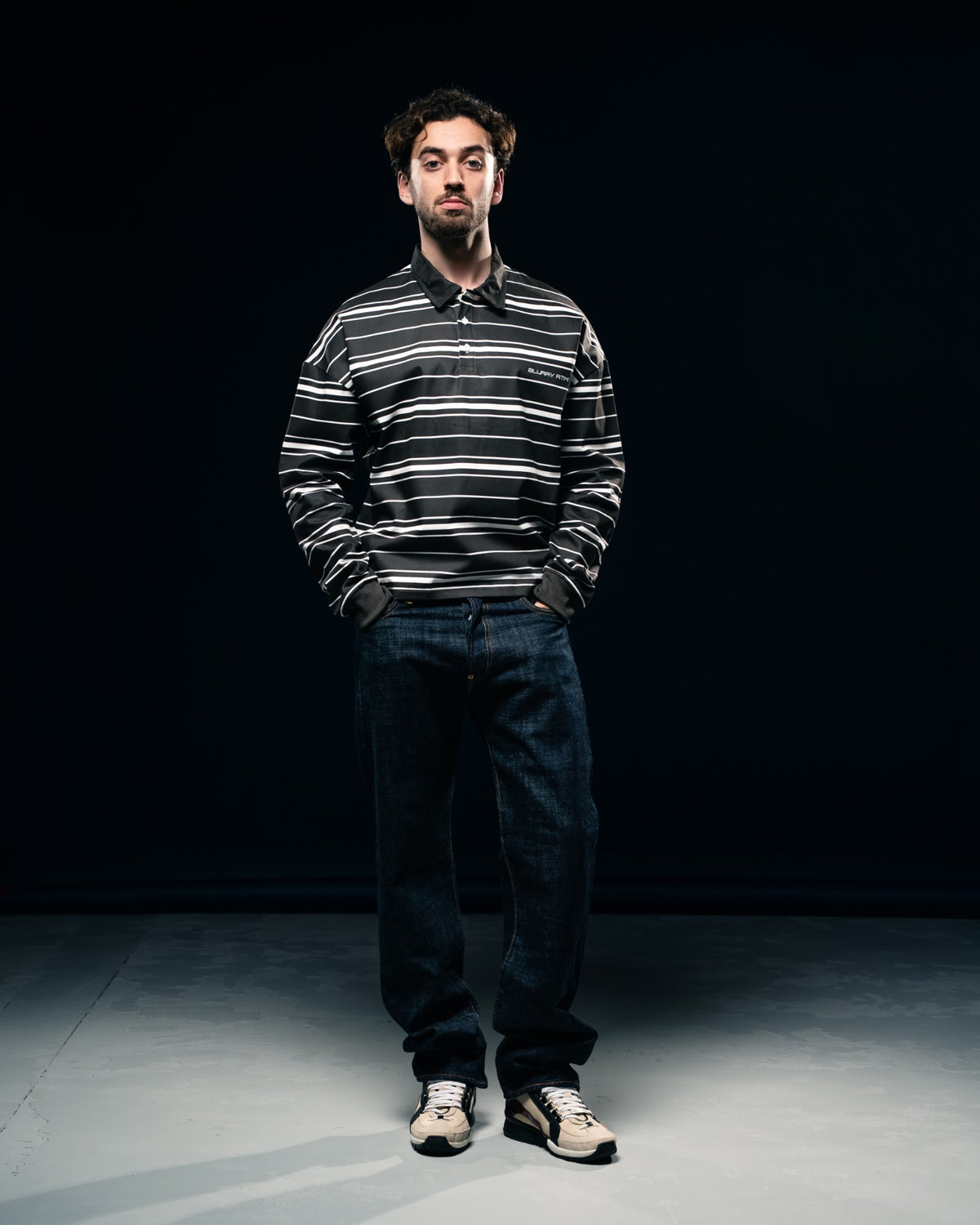 Brown/White Striped Long-Sleeve Polo T-Shirt-6