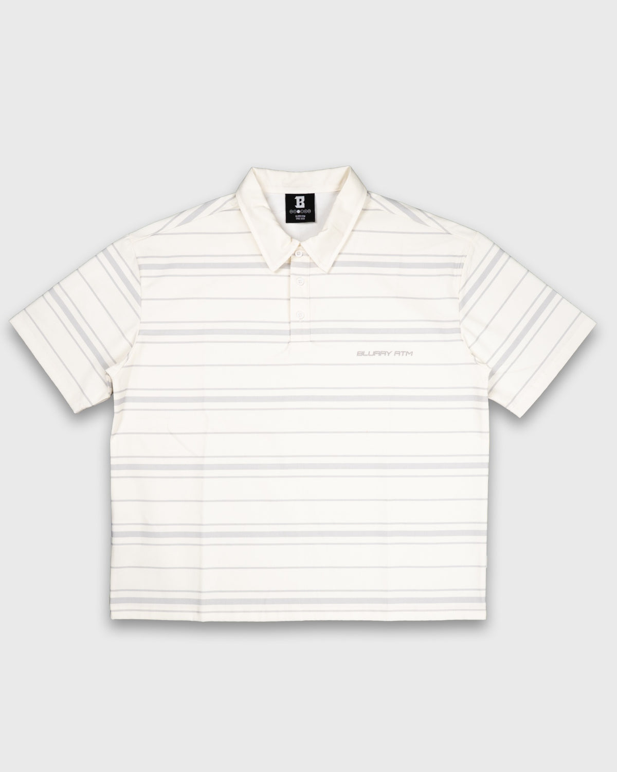 Creme/Silver Striped Short-Sleeve Polo T-Shirt