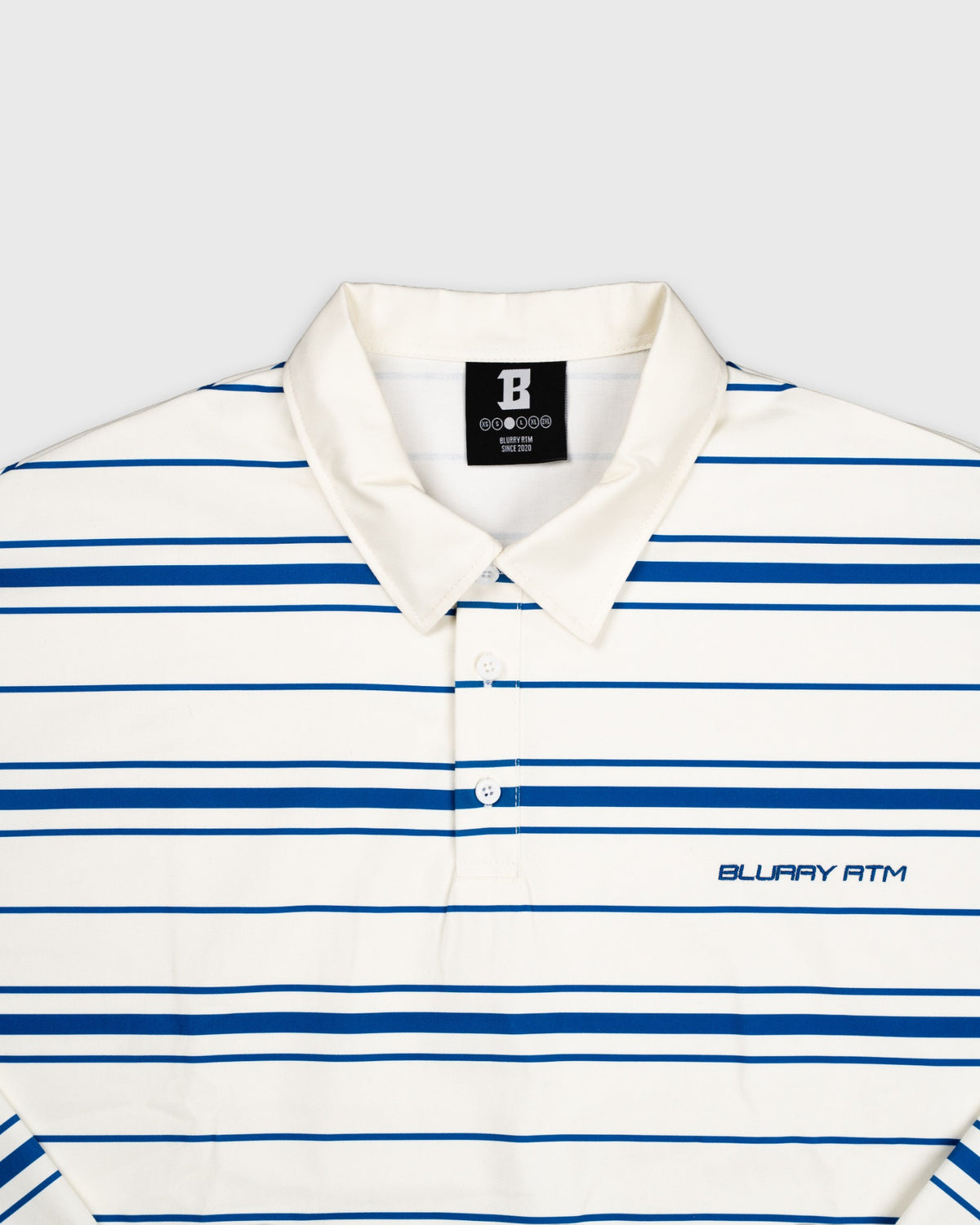 Creme/Blue Striped Long-Sleeve Polo T-Shirt-5