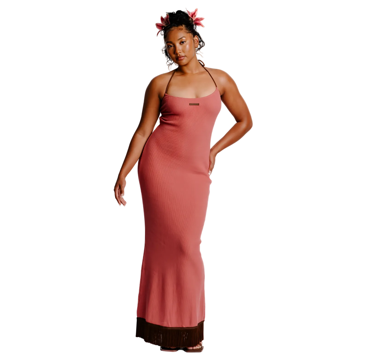 The Azalea Dress in Pink & Brown